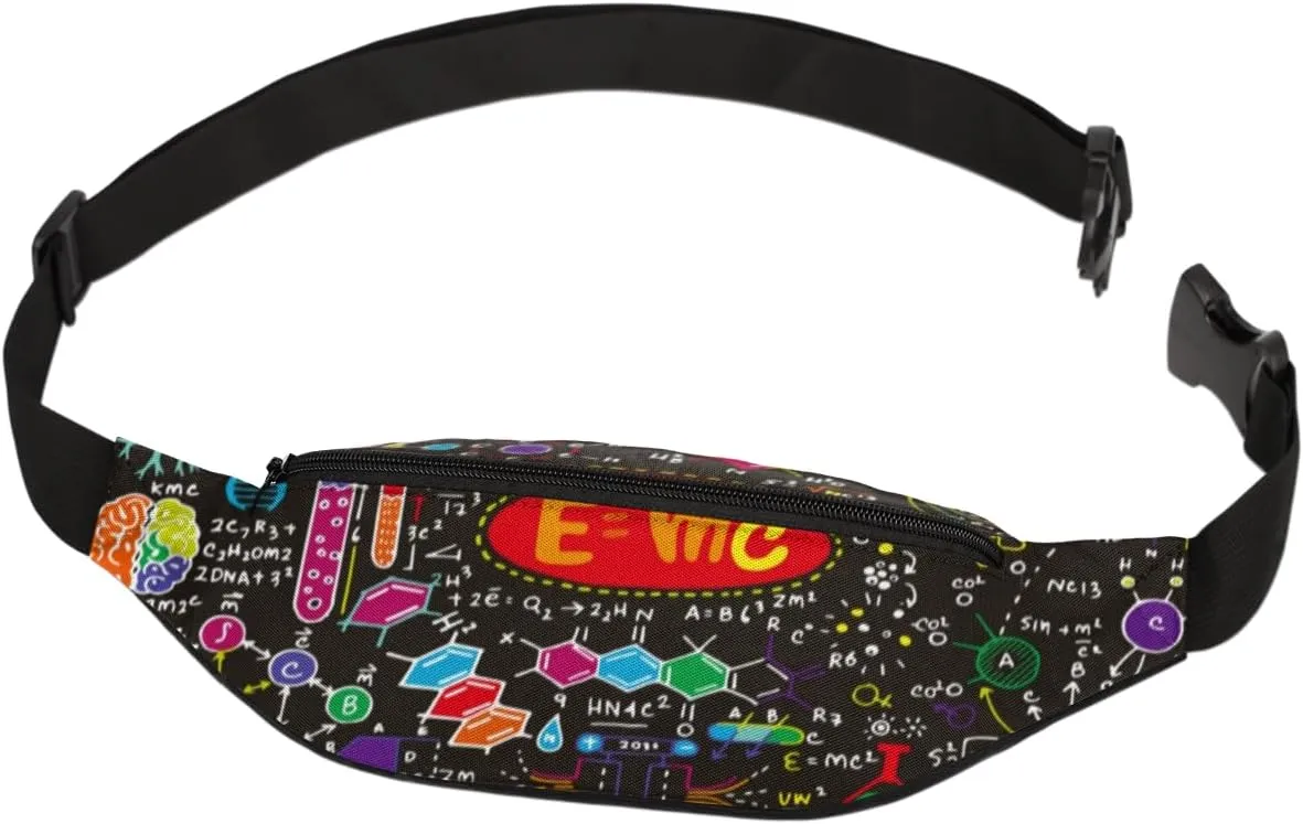 Fanny Pack for Women Men Waist Pack Cartoon Physics Element Pattern Crossbody Bag with Adjustable Straps for Hiking Running Walking Travel Cycling