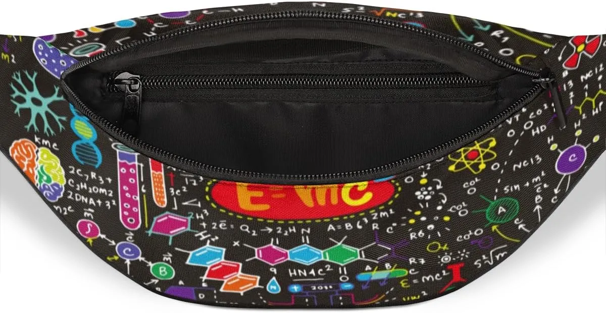 Fanny Pack for Women Men Waist Pack Cartoon Physics Element Pattern Crossbody Bag with Adjustable Straps for Hiking Running Walking Travel Cycling