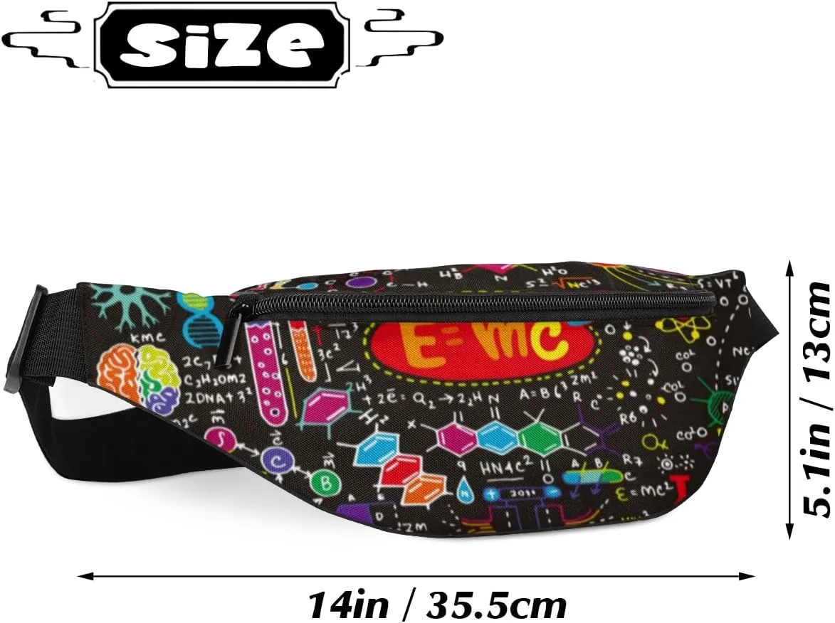 Fanny Pack for Women Men Waist Pack Cartoon Physics Element Pattern Crossbody Bag with Adjustable Straps for Hiking Running Walking Travel Cycling