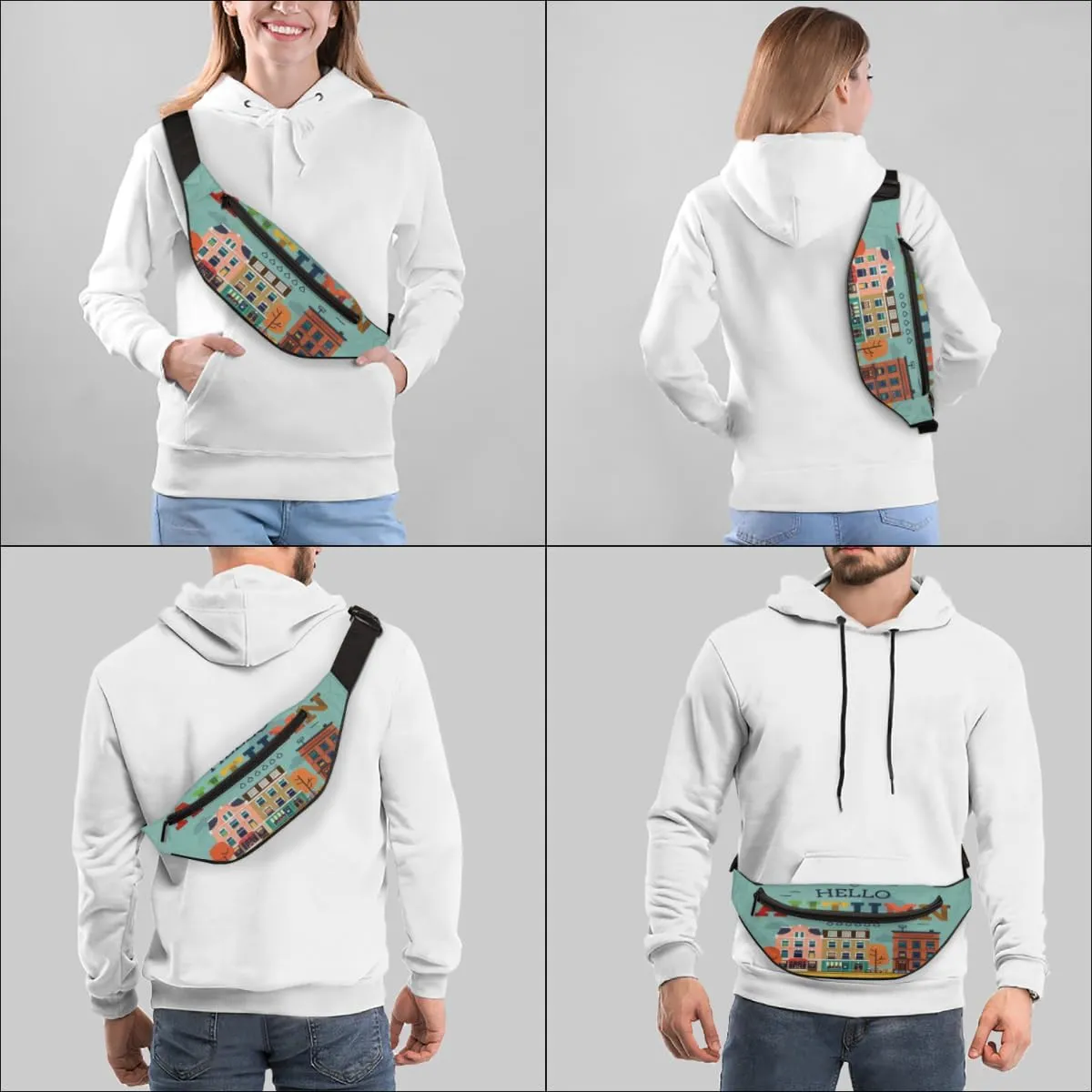 Fanny Pack for Women Men Waist Pack Hello Autumn Crossbody Bag with Adjustable Straps for Hiking Running Walking Travel Cycling