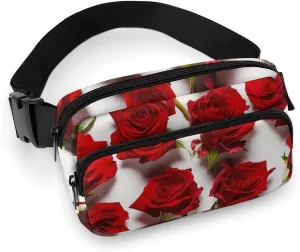 Fanny Pack Surrounded by Roses Waist Pack for Women Men Waterproof Belt Bag with Adjustable Belt Casual Crossbody Bag Travel Waist Bag for Sports Running Cycling