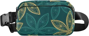 Fanny Pack Waist Bag for Men Women Green Yellow Flowers Crossbody Fashion Waist Packs Belt Bag with Adjustable Strap for Traveling, Hiking, Jogging, Cycling