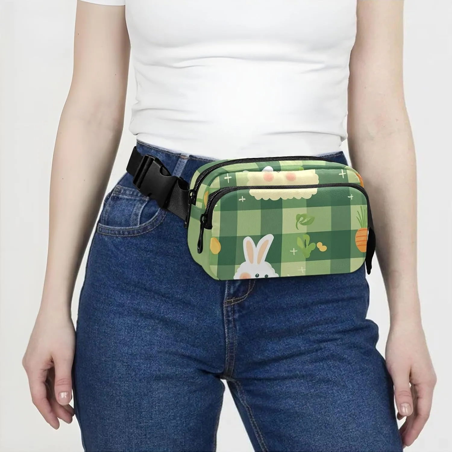 Fanny Pack Waist Bag with Adjustable Strap, Women Men Crossbody Sling Bags, Easter Day Mr & Mrs, Large Capacity Travel Wallet for Shopping Sports Work