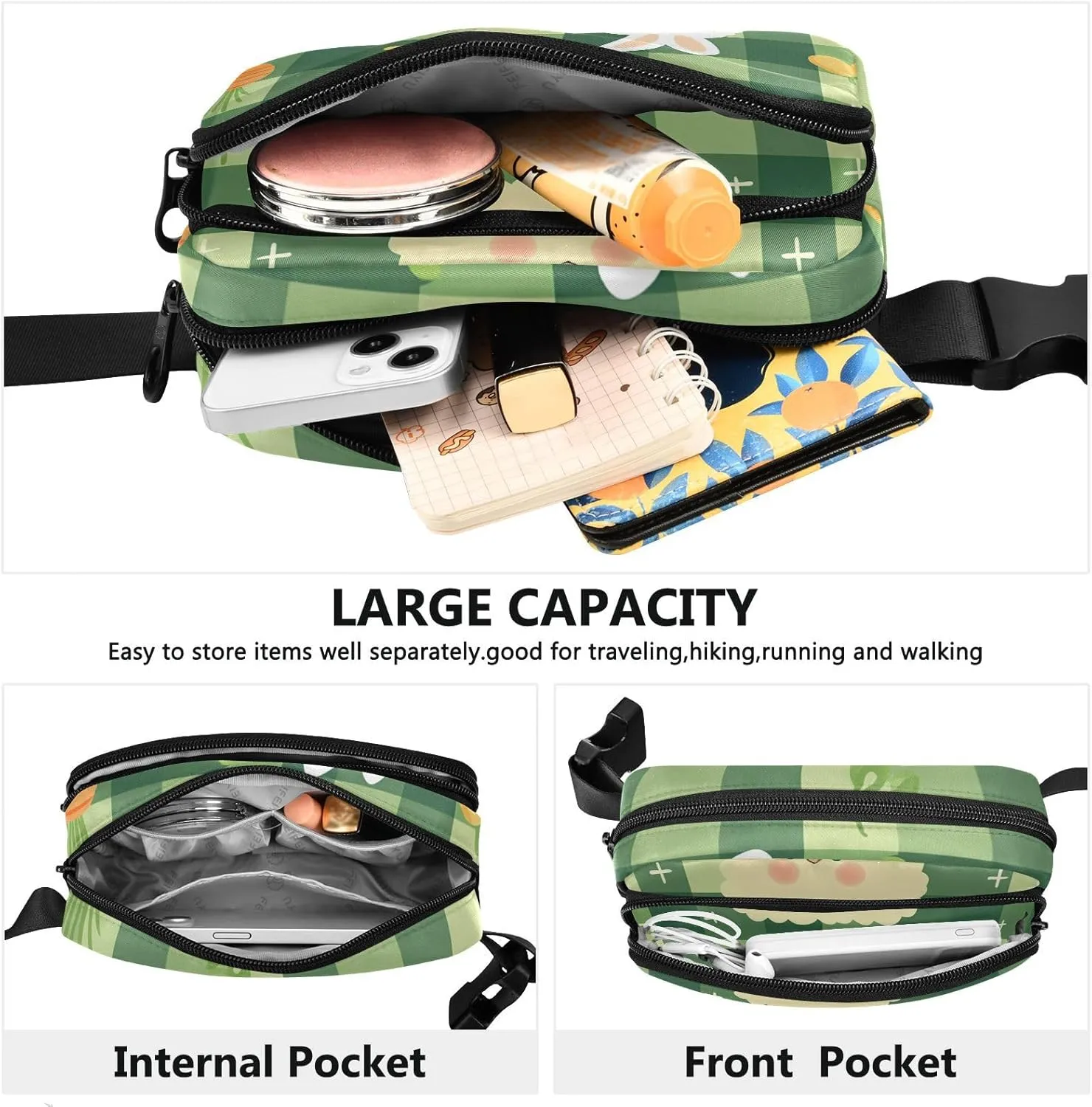 Fanny Pack Waist Bag with Adjustable Strap, Women Men Crossbody Sling Bags, Easter Day Mr & Mrs, Large Capacity Travel Wallet for Shopping Sports Work