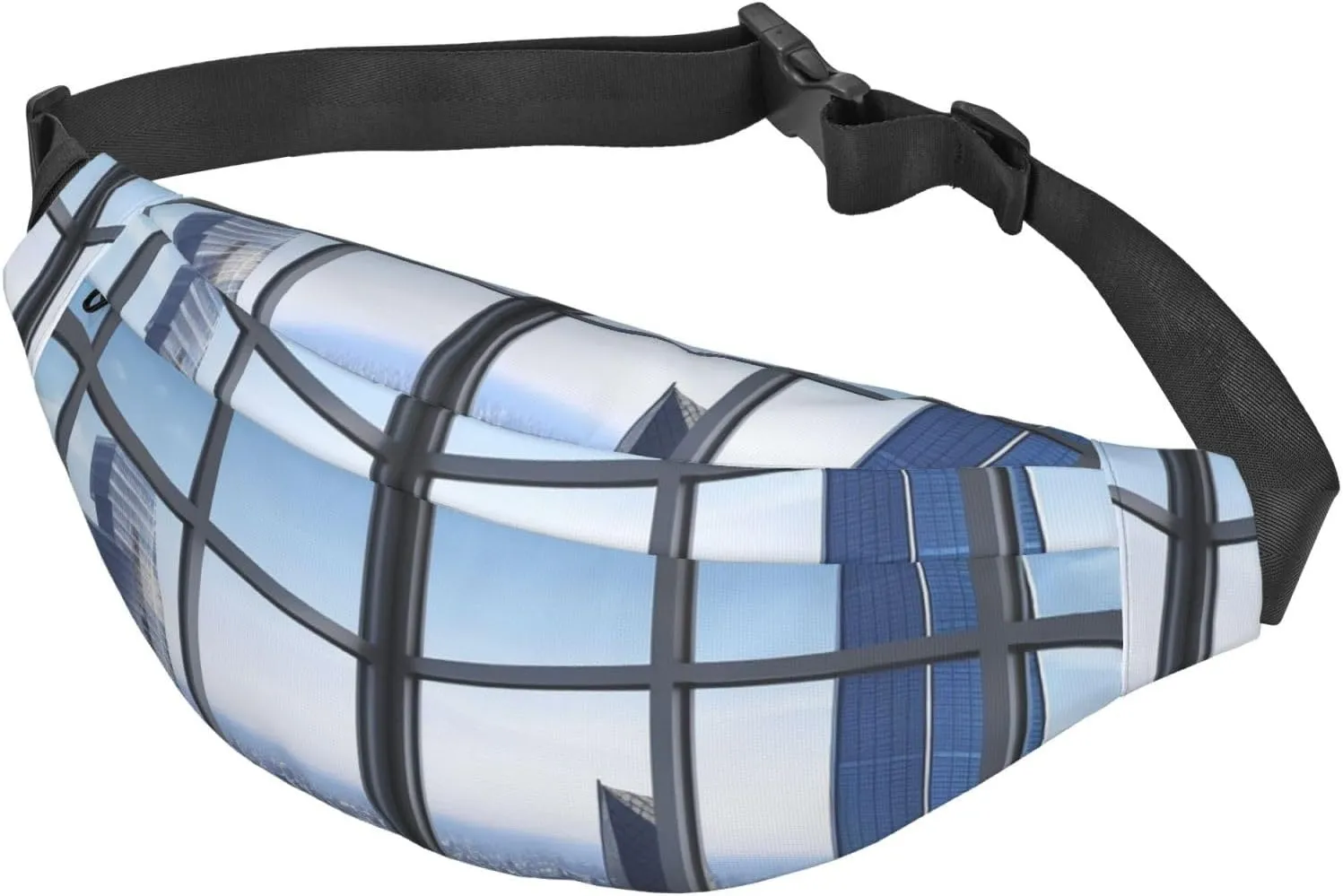 Fanny Packs For Women Men Waist Bag Waterproof Sport Belt Bag Skyscraper Buildings Fashion Waist Pack Adjustable Crossbody Bags Zipper Bum Bag For Running Hiking Travel