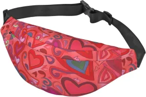 Fanny Packs For Women Men Waist Bag Waterproof Sport Belt Bag Valentines Day Fashion Waist Pack Adjustable Crossbody Bags Zipper Bum Bag For Running Hiking Travel