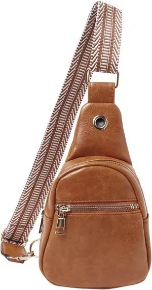 Fashion Chest Bag Soft Leather Texture Crossbody Bag Large Capacity Simple Retro Shoulder Bags Travel (Brown, One Size)