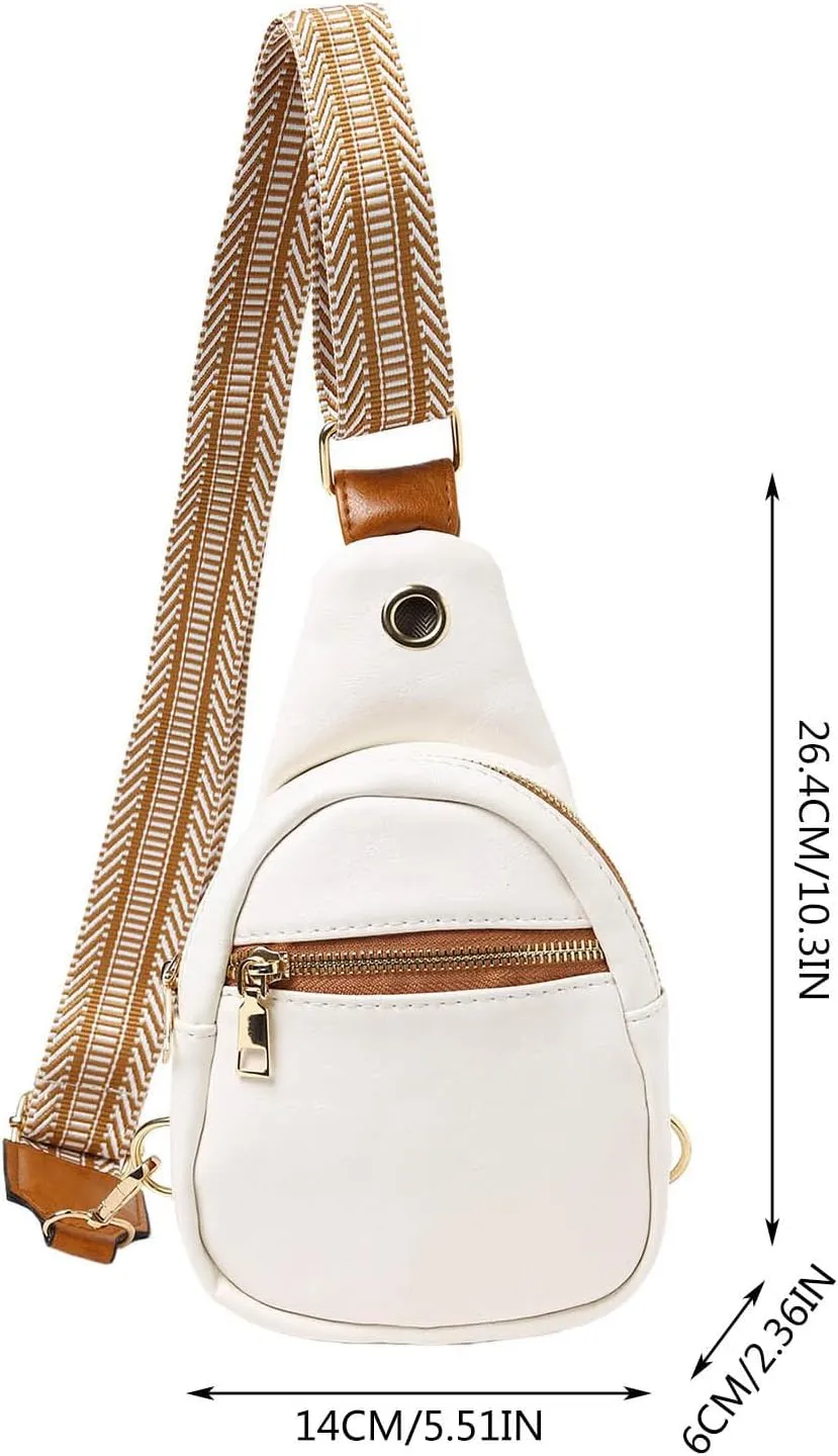 Fashion Chest Bag Soft Leather Texture Crossbody Bag Large Capacity Simple Retro Shoulder Bags Travel (Coffee, One Size)
