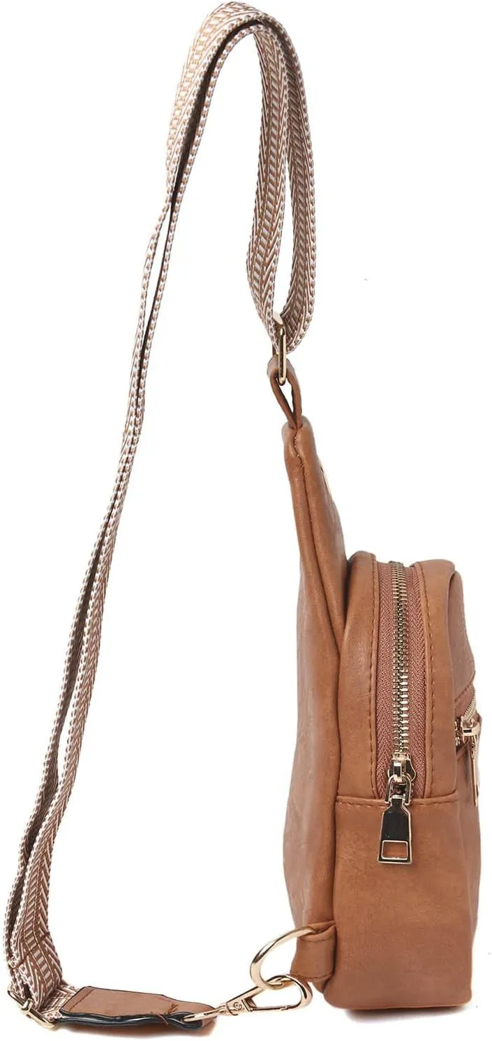 Fashion Chest Bag Soft Leather Texture Crossbody Bag Large Capacity Simple Retro Shoulder Bags Travel (Coffee, One Size)
