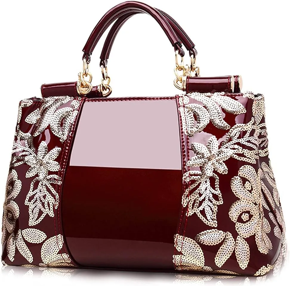 Fashion Handbag for Women Patent Leather Shoulder Bag Top Handle Satchel Large Capacity Crossbody Bag Evening Purse