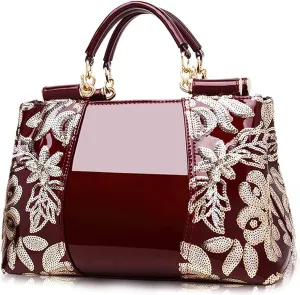 Fashion Handbag for Women Patent Leather Shoulder Bag Top Handle Satchel Large Capacity Crossbody Bag Evening Purse