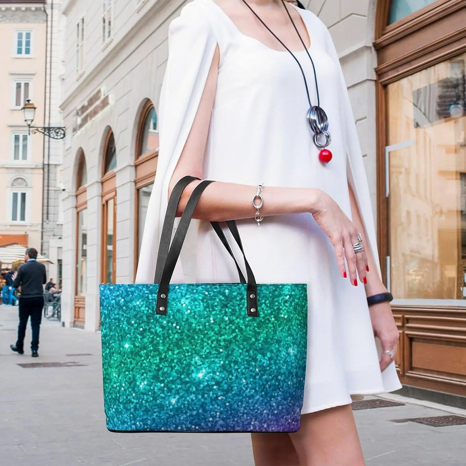 Fashion Large Capacity Satchel Tote Bag Casual Shoulder Bag Soft Leather Purse