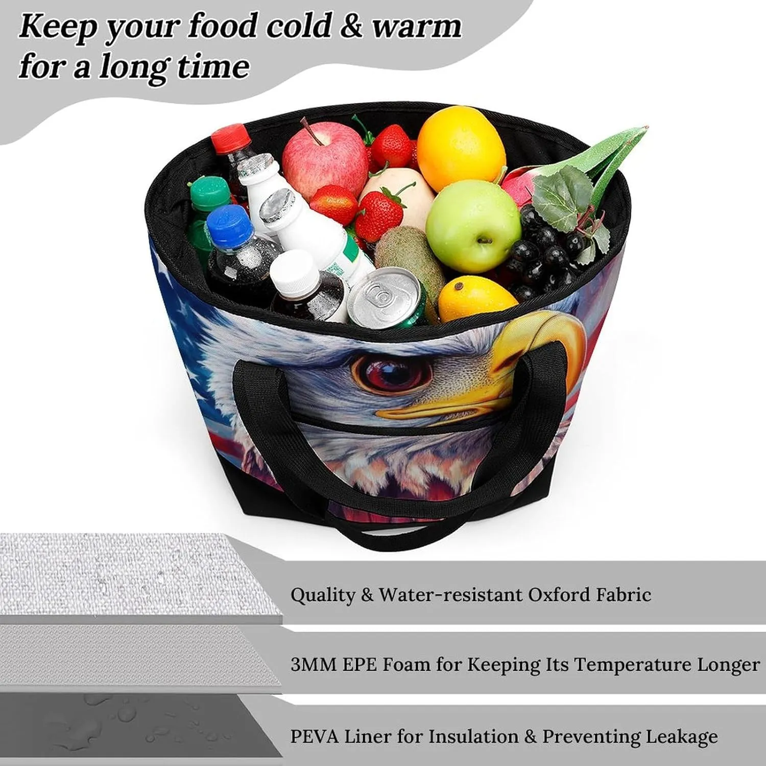 Fashionable Large Thermal Tote Bag Insulated Work/Commute Bag For Women & Men