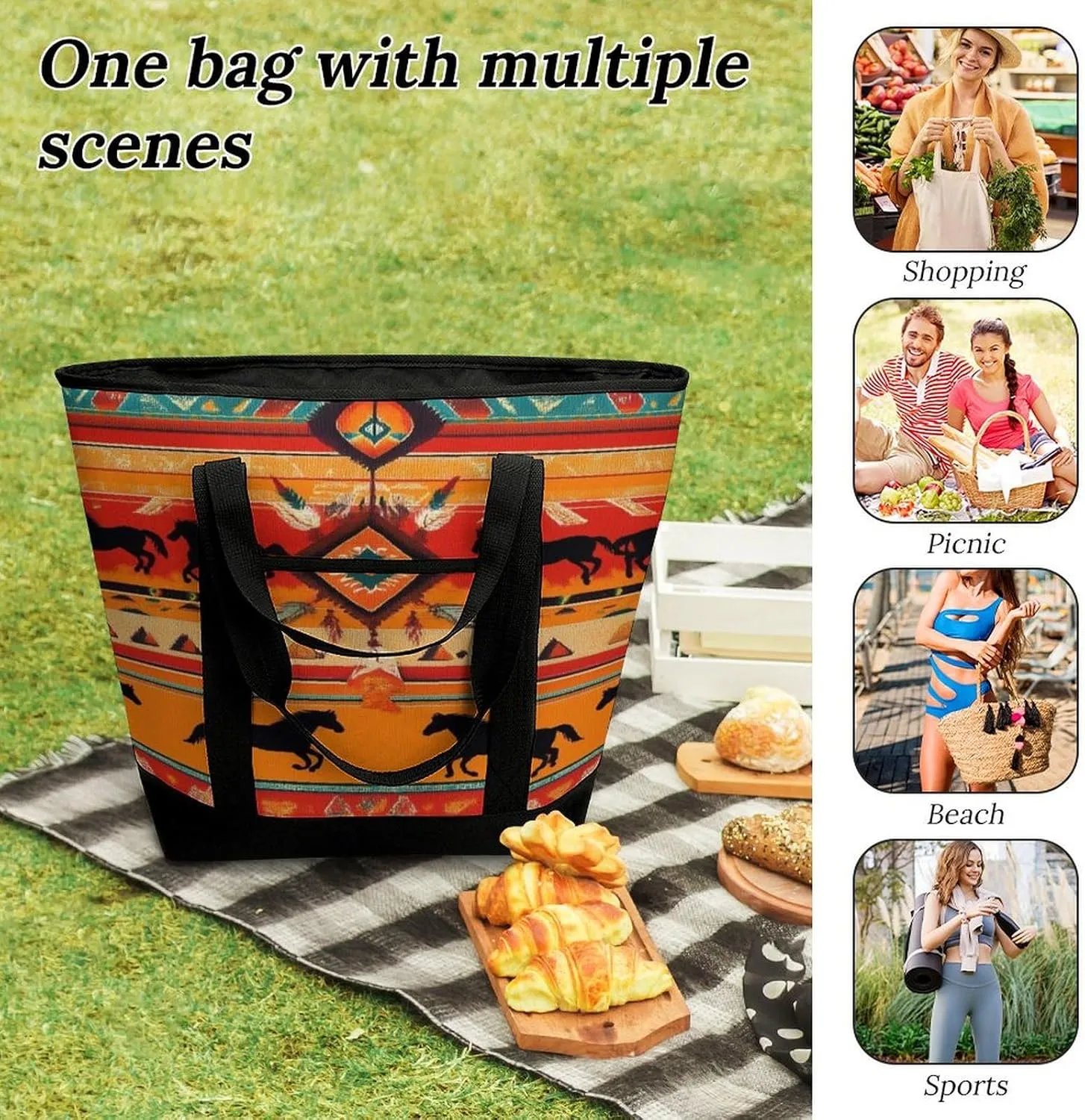 Fashionable Large Thermal Tote Bag Insulated Work/Commute Bag For Women & Men