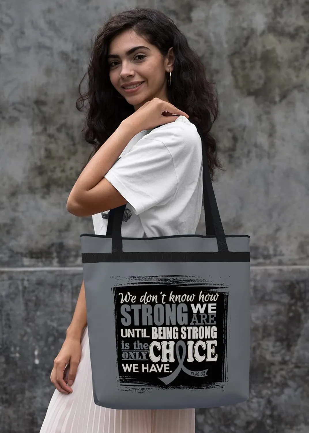 Fight Like a Girl How Strong We Are Darcey Tote Bag for Cancer and Disease Awareness