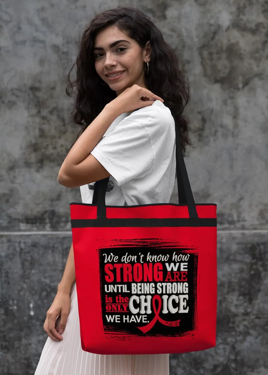 Fight Like a Girl How Strong We Are Darcey Tote Bag for Cancer and Disease Awareness