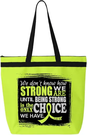 Fight Like a Girl How Strong We Are Darcey Tote Bag for Cancer and Disease Awareness
