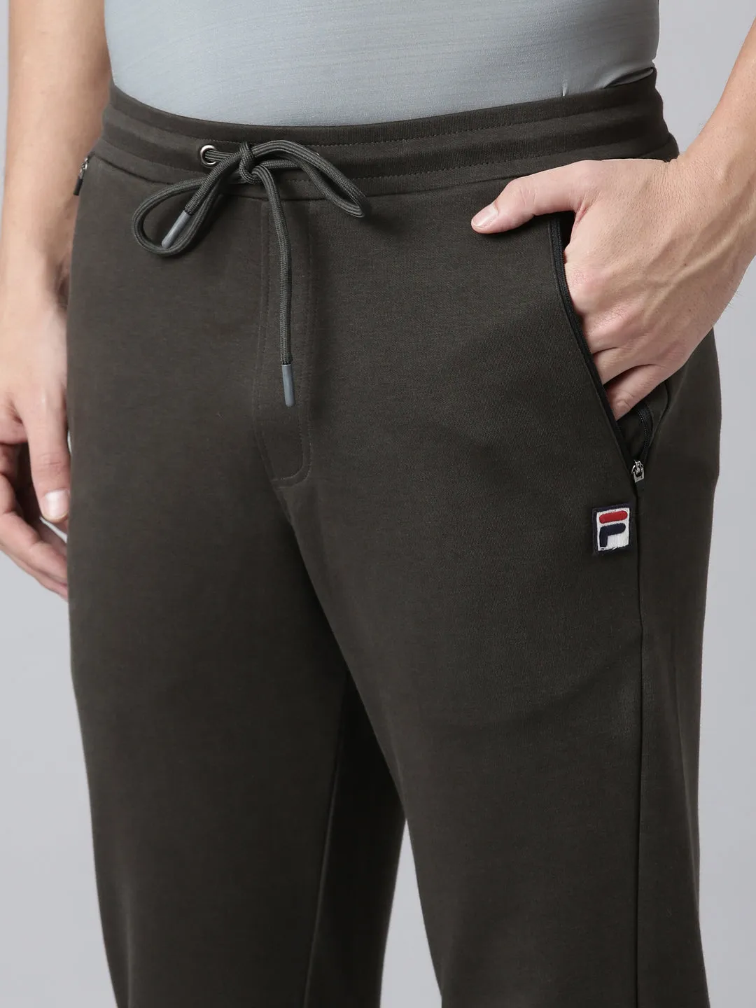 Fila Men Olive Bottom Wear Regular Fit