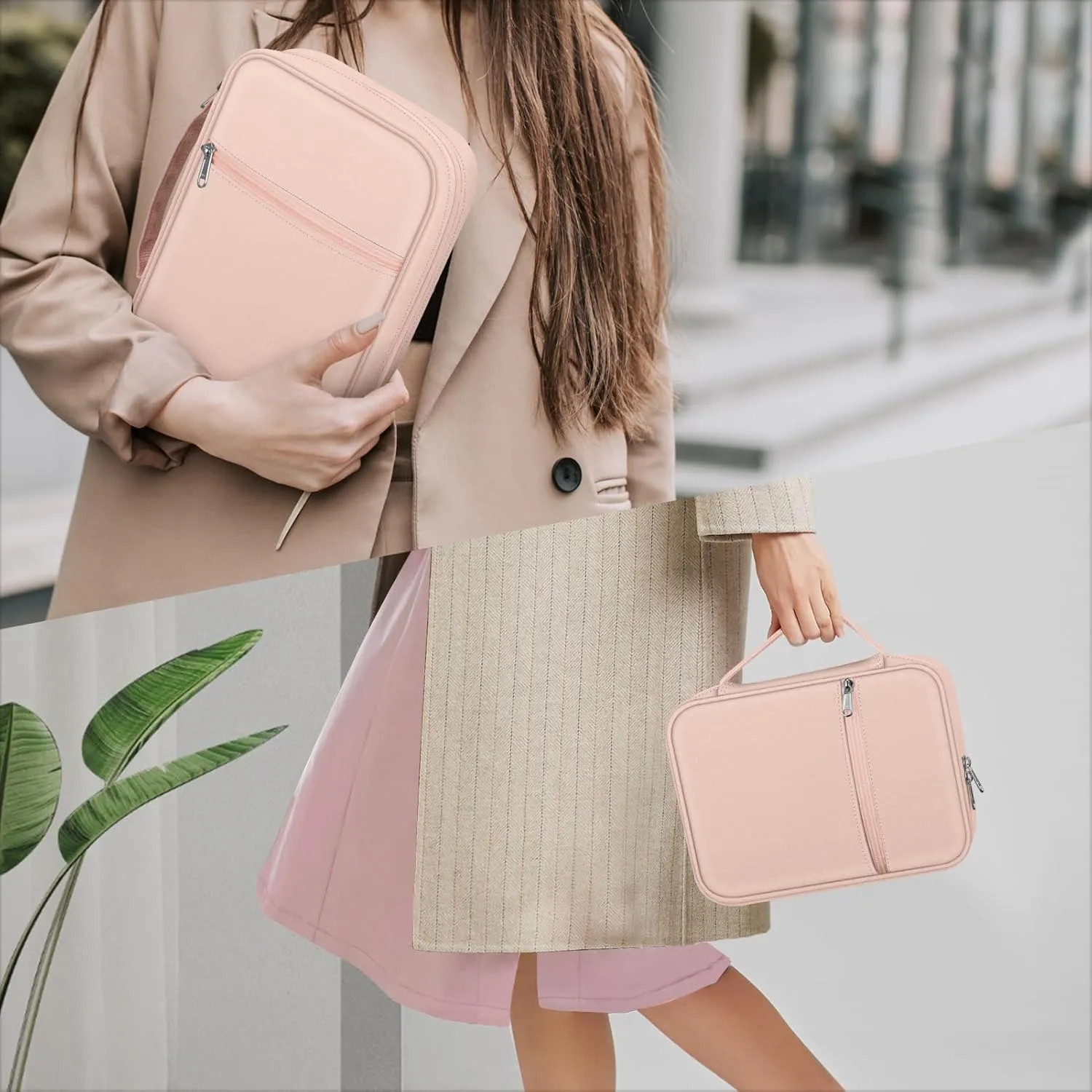 FINPAC Bible Cover Small Size Church Study Book Carrying Bag, Bible Protective Case with Handle and Zippered Pocket for Men Women Mother Lady, Pink