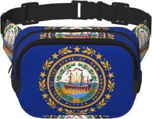 Flag of New Hampshire print Crossbody Bag Unisex - Square Double Layer Waist Bag Everywhere Fanny Pack Purse with Adjustable Strap