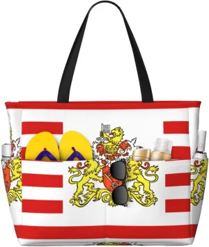 Flag of the Senate of Bremen Large Capacity Beach Travel Bag - Ideal for Vacation, Reusable Canvas Bags for Camping, Groceries, Moving