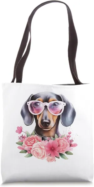 Floral Wildflower Wiener & Dachshund Tote Bag