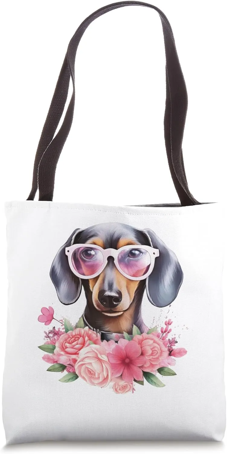 Floral Wildflower Wiener & Dachshund Tote Bag