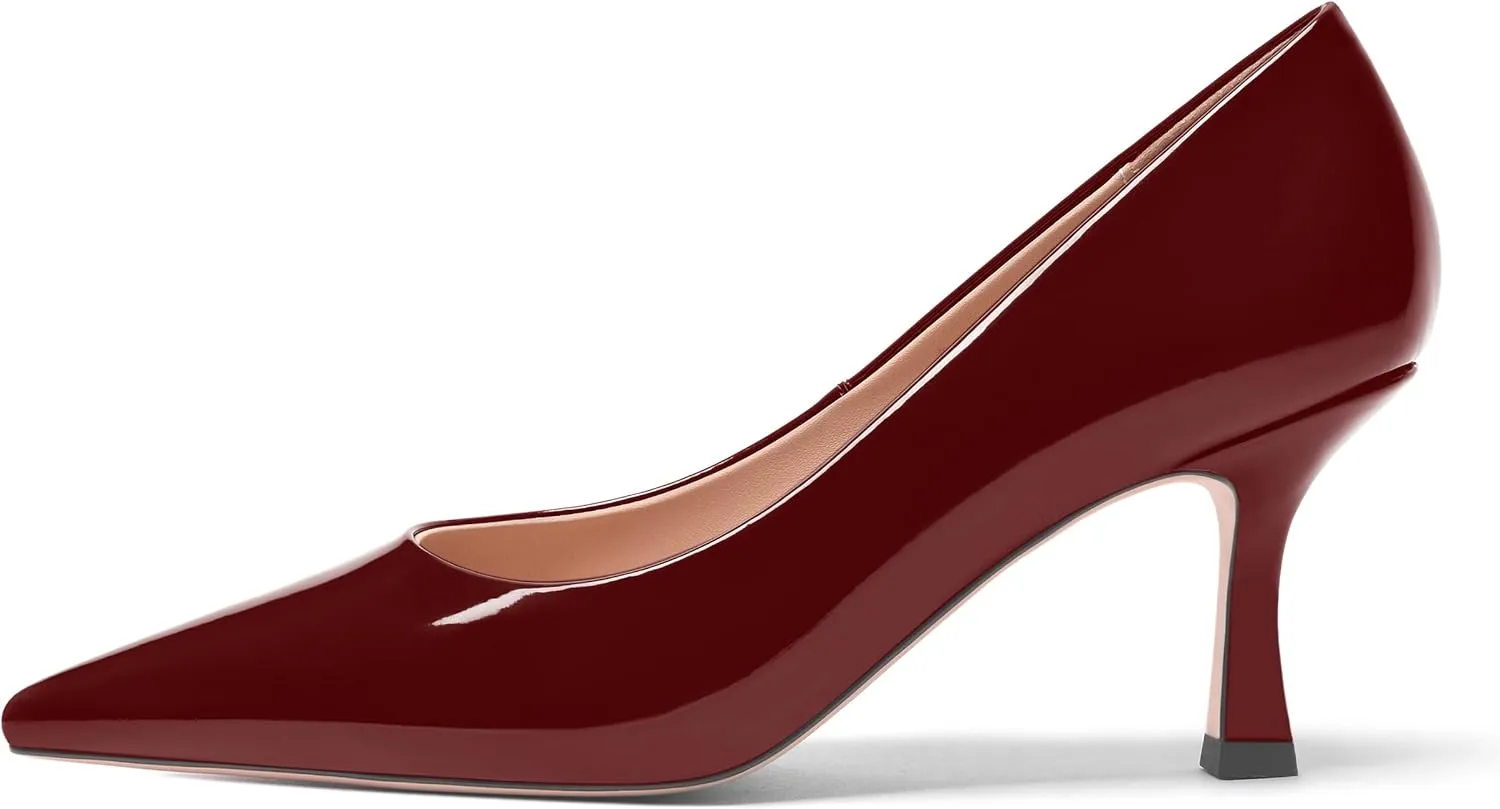 FOGEENA Womens Pointed Toe Evening Dress Slip On Patent Stiletto High Heel Pumps Shoes 2.5 Inch