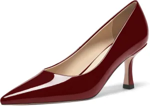 FOGEENA Womens Pointed Toe Evening Dress Slip On Patent Stiletto High Heel Pumps Shoes 2.5 Inch