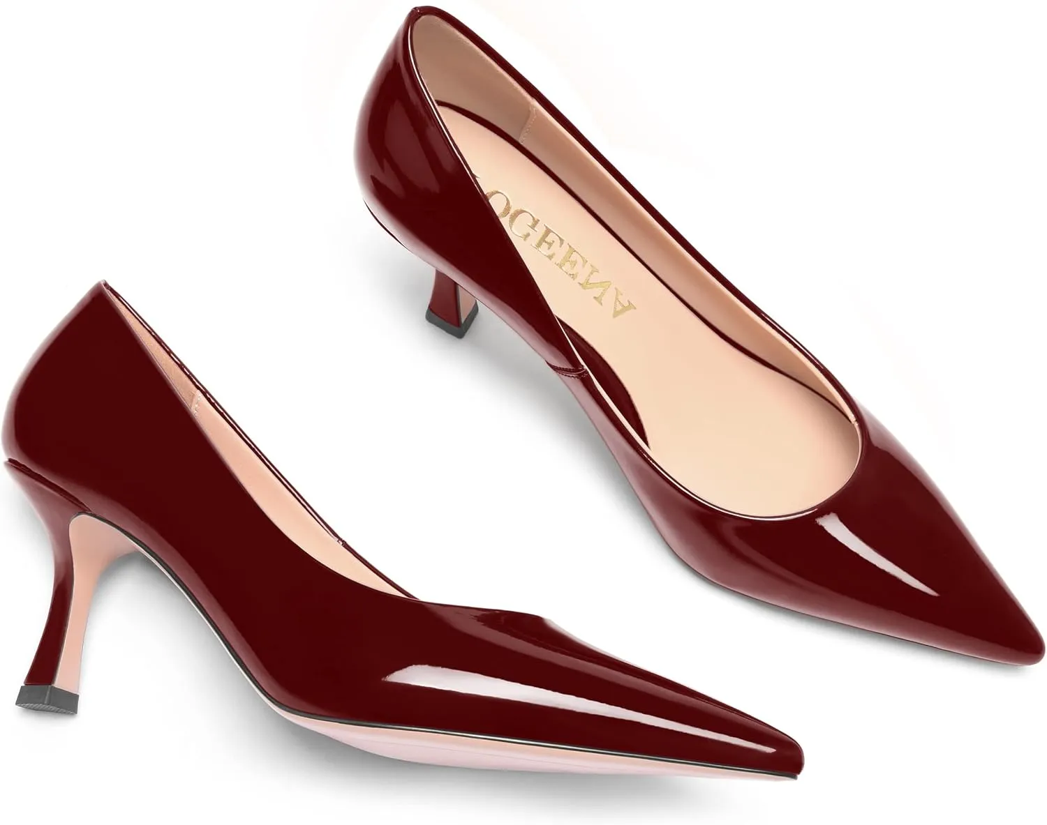 FOGEENA Womens Pointed Toe Evening Dress Slip On Patent Stiletto High Heel Pumps Shoes 2.5 Inch