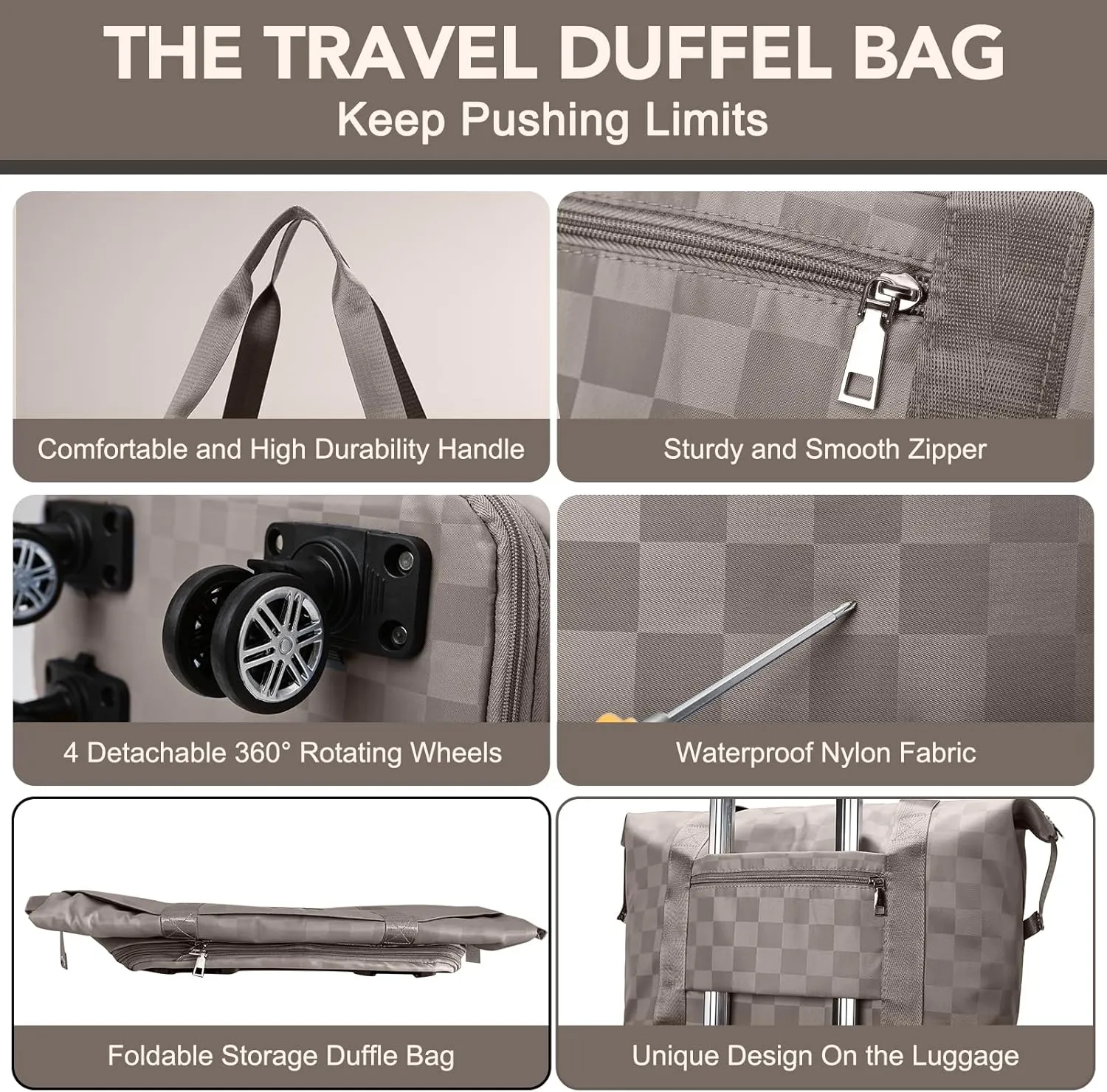 Foldable Travel Duffel Bag, Expandable Duffle Bag with Wheels, Lightweight Luggage Bags for Travel Carry on, Women Large Expandable Foldable Travel Bags Organizer for Luggage