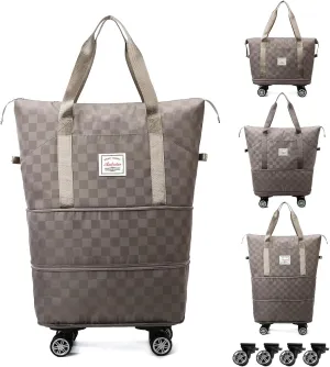 Foldable Travel Duffel Bag, Expandable Duffle Bag with Wheels, Lightweight Luggage Bags for Travel Carry on, Women Large Expandable Foldable Travel Bags Organizer for Luggage