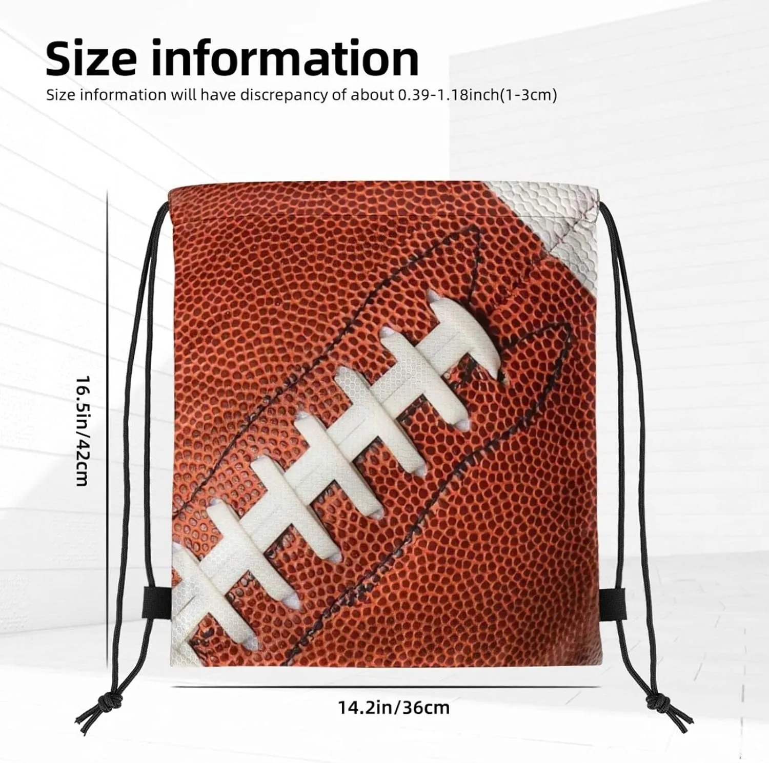 Football Drawstring Backpack Bag American Football Ball Pattern Sports Gym Sack Decorative Ball Team Popular Art Drawstring One Size