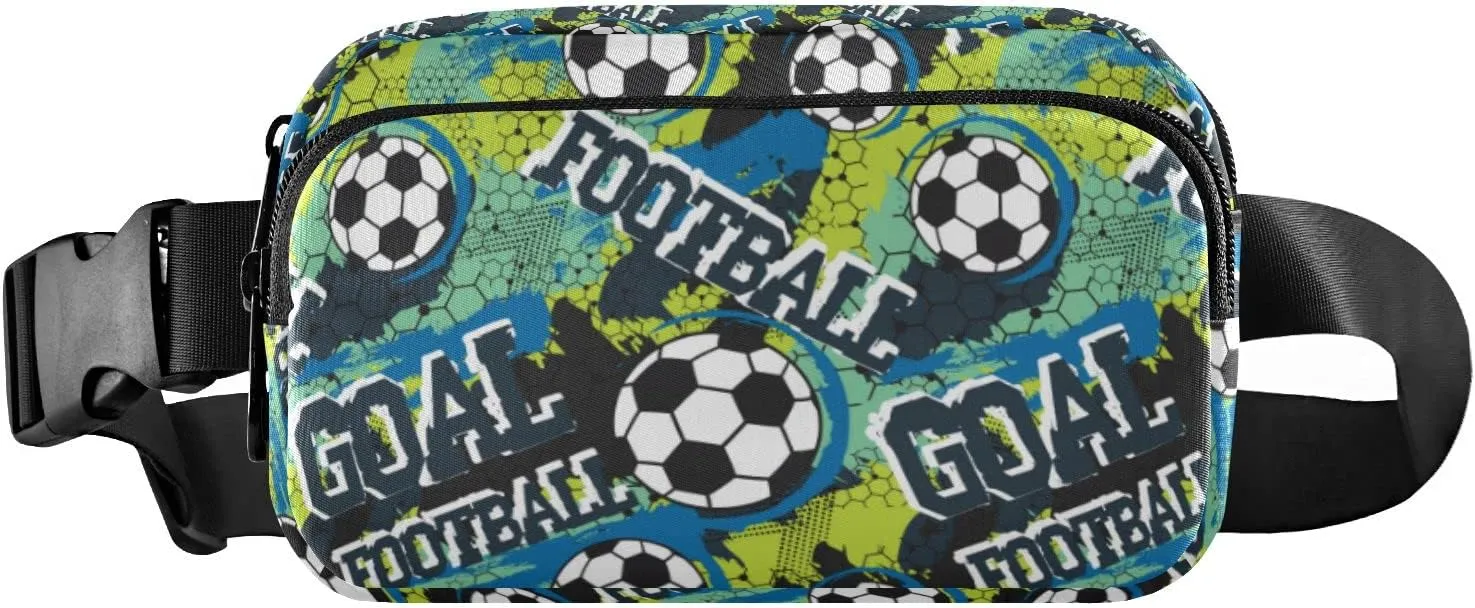 Football Soccer Fanny Packs for Women Men Belt Bag with Adjustable Strap Fashion Waist Packs Crossbody Bag Waist Pouch for Travel Workout
