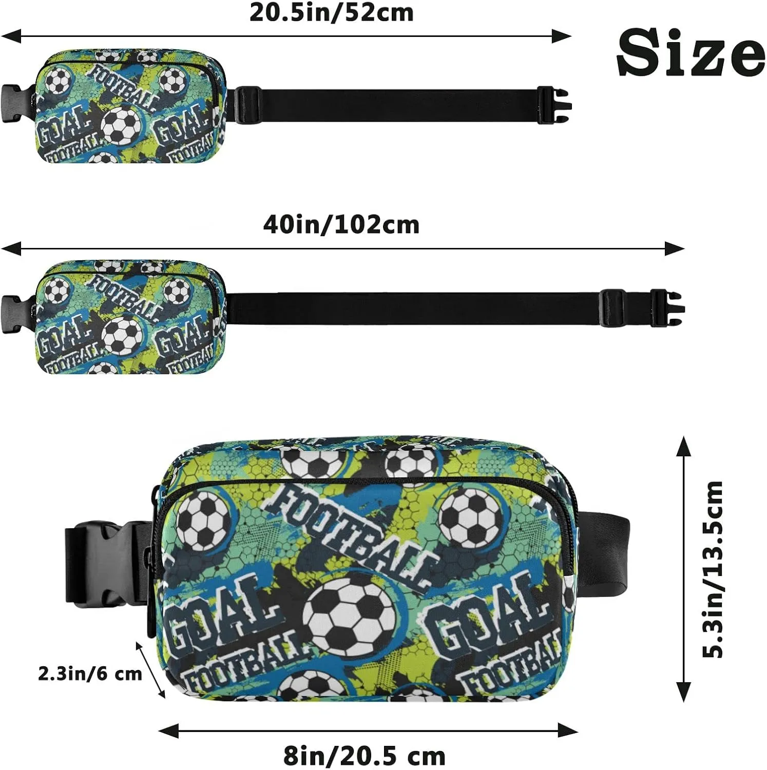 Football Soccer Fanny Packs for Women Men Belt Bag with Adjustable Strap Fashion Waist Packs Crossbody Bag Waist Pouch for Travel Workout