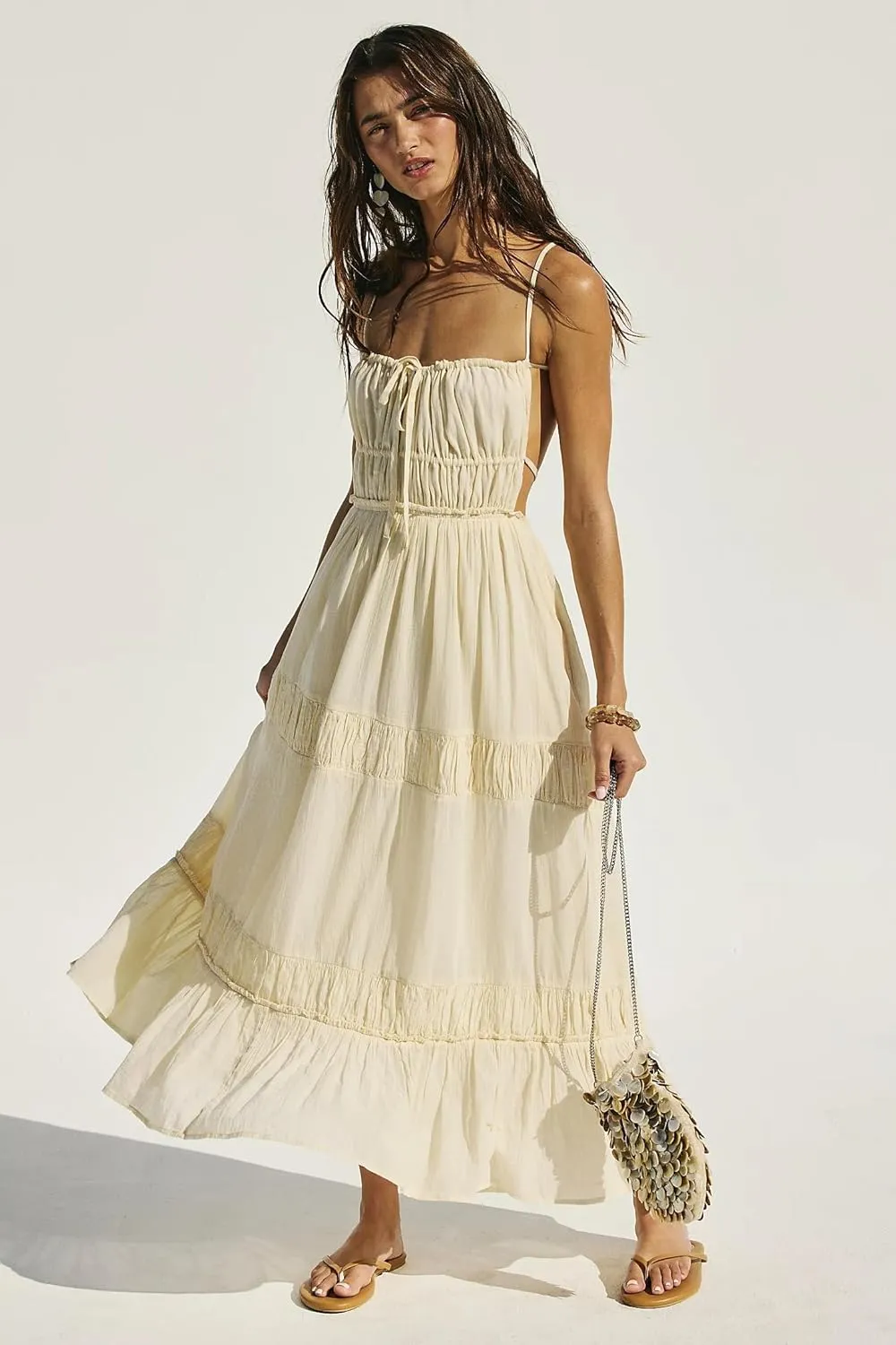 ForeMode Summer Deep V Neck Bohemian Women Mini Short Dress Backless Beach Boho Dress