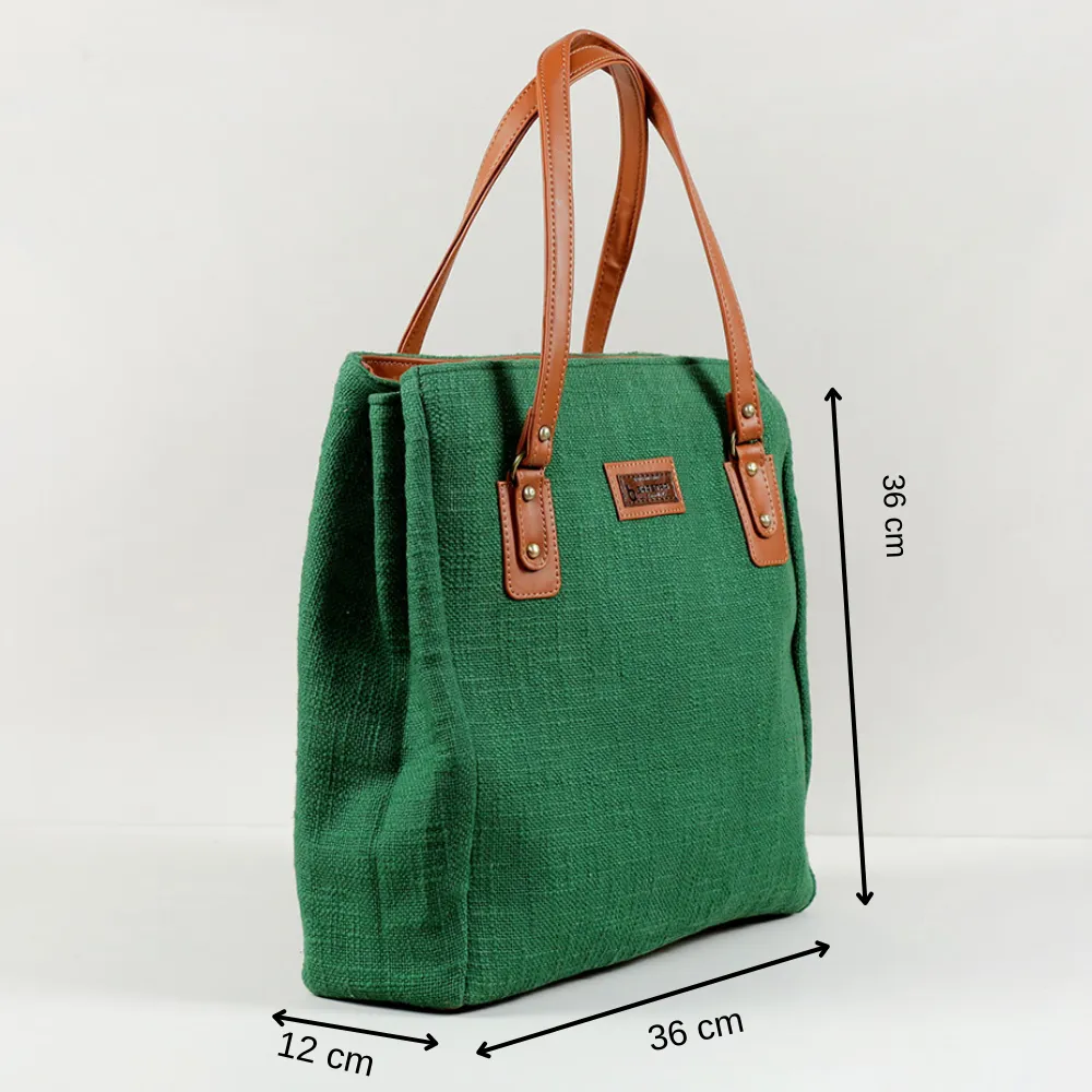 Forest Green three pocket tote bag