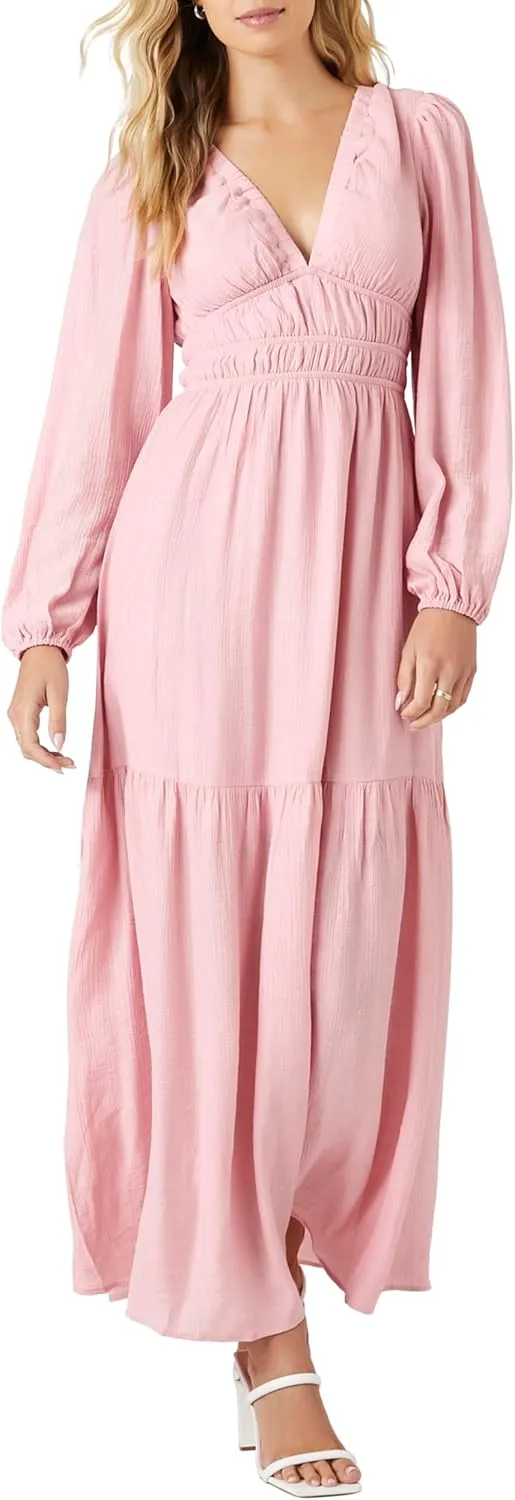 Forever 21 Women's Crepe Peasant-Sleeve Maxi Dress