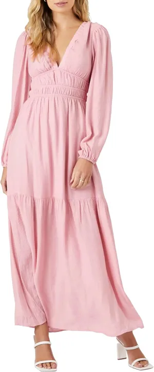 Forever 21 Women's Crepe Peasant-Sleeve Maxi Dress