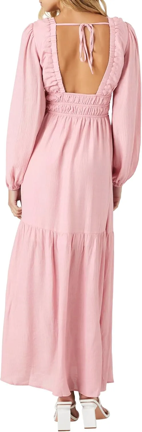 Forever 21 Women's Crepe Peasant-Sleeve Maxi Dress