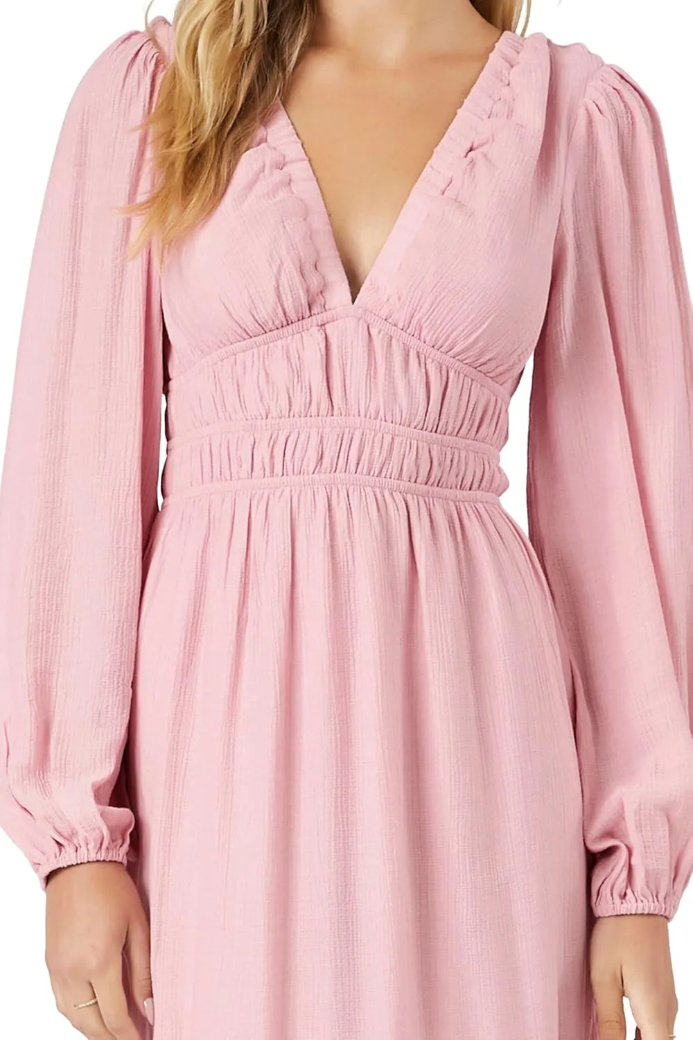 Forever 21 Women's Crepe Peasant-Sleeve Maxi Dress