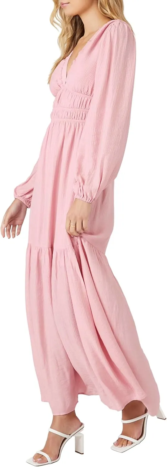 Forever 21 Women's Crepe Peasant-Sleeve Maxi Dress