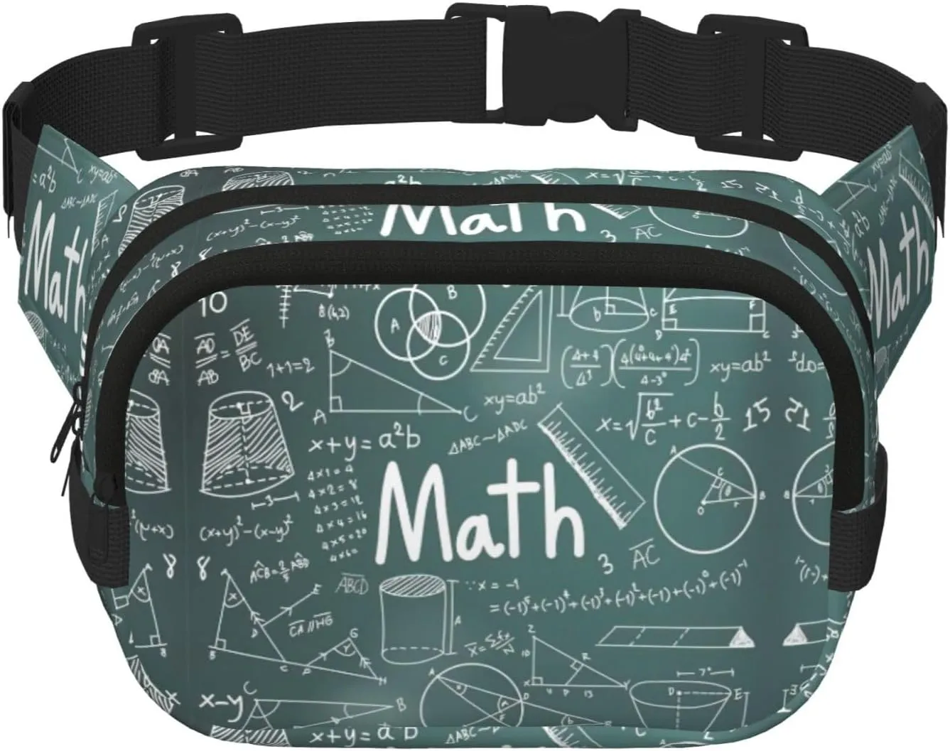 Formulas Shapes Theory Math Lesson Word Print Square Double Layer functionality Waist Bag Unisex Crossbody Pack Travel Workout