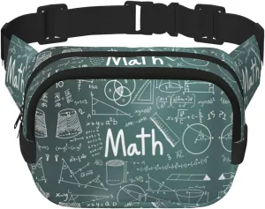 Formulas Shapes Theory Math Lesson Word Print Square Double Layer functionality Waist Bag Unisex Crossbody Pack Travel Workout