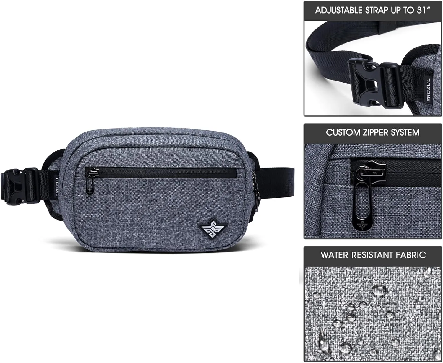 Fortuna Waterproof Adjustable Strap Crossbody Fanny Pack Casual Daypack Sling Bag Waist Pack for Men & Women (Graphite)
