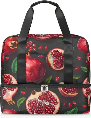 Fruit Pomegranate Travel Duffel Bag Dry Wet Separated Sports Tote Travel Duffle Bag Gym Workout Bag Women Travel Duffel Bag for Women, Travel, Gym, Work