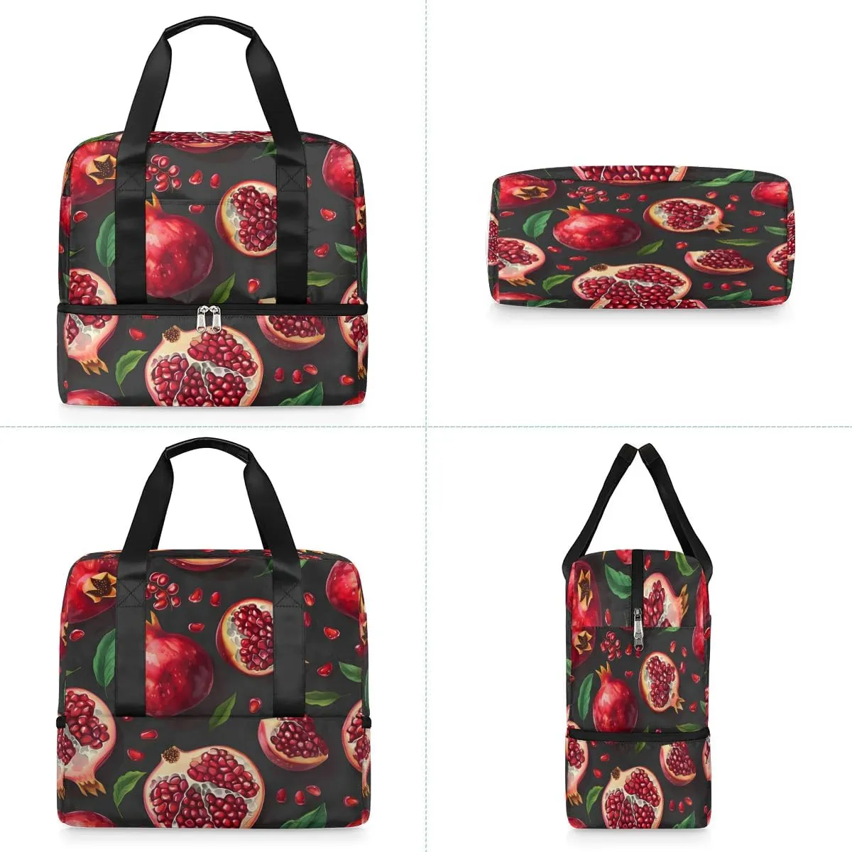 Fruit Pomegranate Travel Duffel Bag Dry Wet Separated Sports Tote Travel Duffle Bag Gym Workout Bag Women Travel Duffel Bag for Women, Travel, Gym, Work