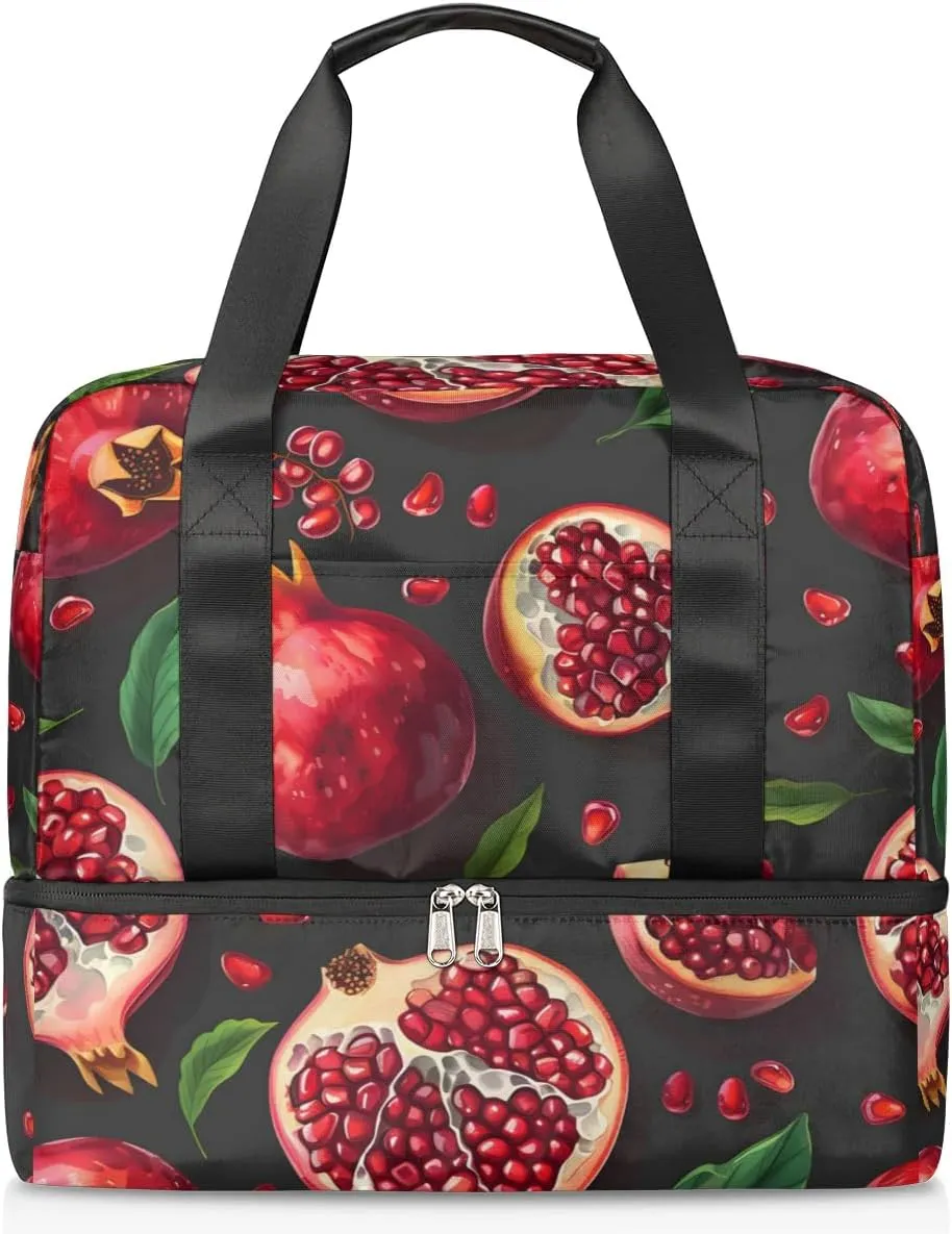 Fruit Pomegranate Travel Duffel Bag Dry Wet Separated Sports Tote Travel Duffle Bag Gym Workout Bag Women Travel Duffel Bag for Women, Travel, Gym, Work