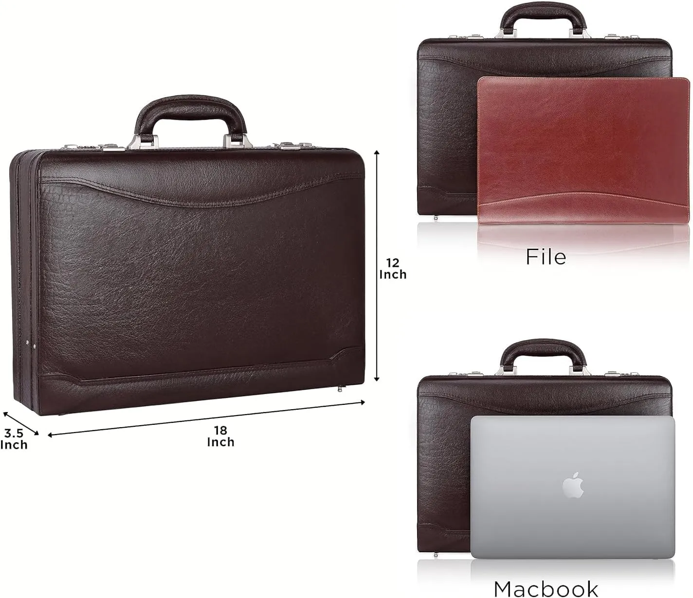 Full Grain Leather Briefcase Attache Case For Unisex Size L18 * W5 * H12 Inches Expandable Briefcase Bag