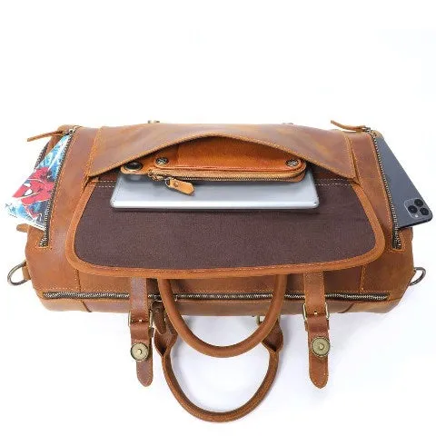 Full Grain Leather Gym Duffle Travel Bag